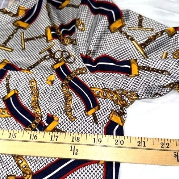 D.N.A Couture Womens 1X Chain & Stripe Print Blouse With Button Accents Long Sle - Picture 10 of 10